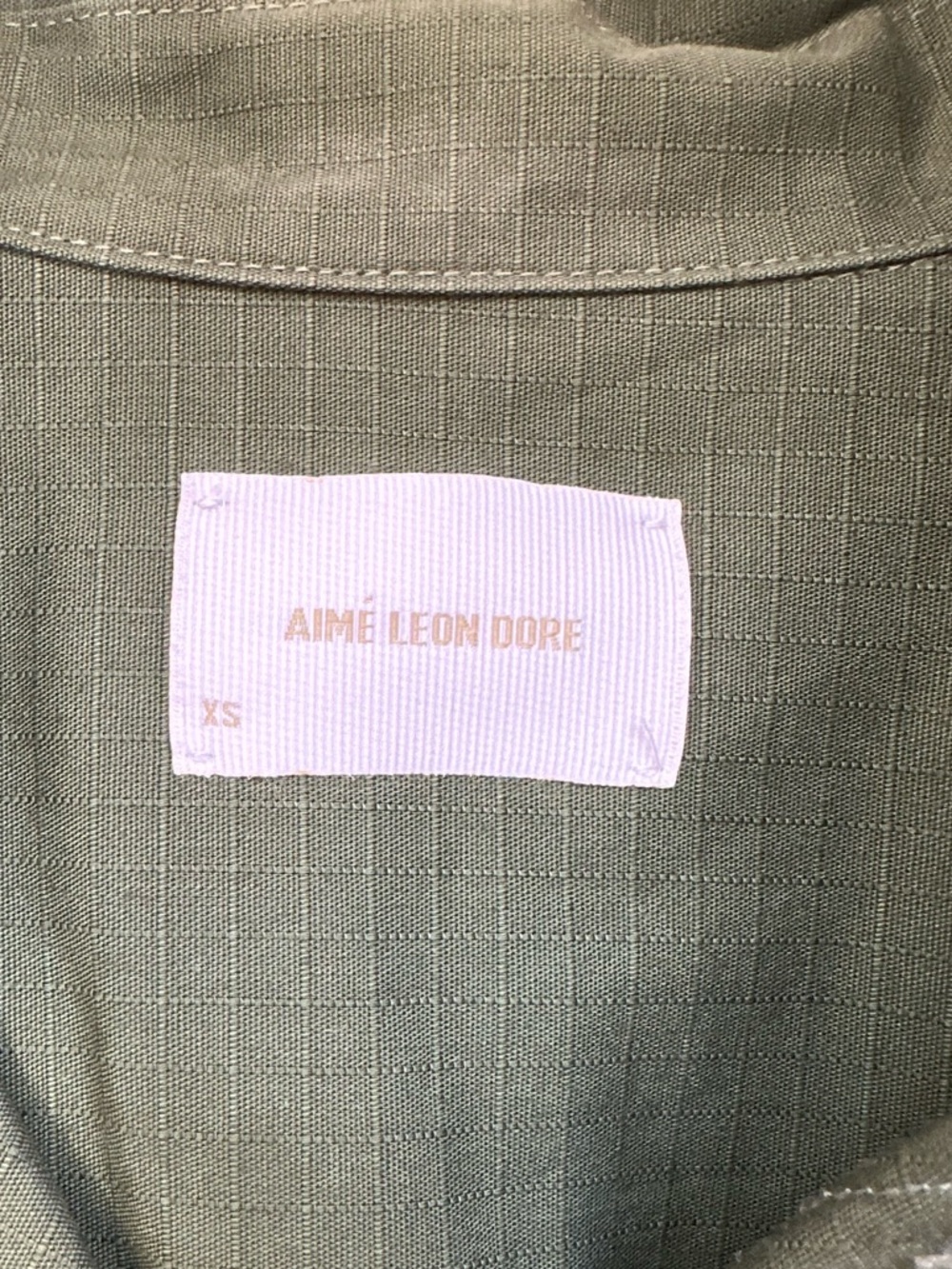 Aimé Leon Dore Olive Ripstop Safari Shirt - Long Sleeve Cotton, size  XS